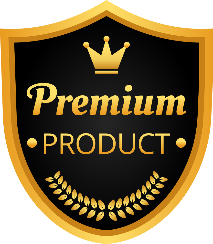 Premium product golden shield badge